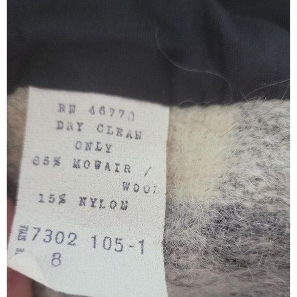 Vintage Gregg sport Mohair check Windowpane Black White Gray crop blazer 8 - Picture 8 of 9